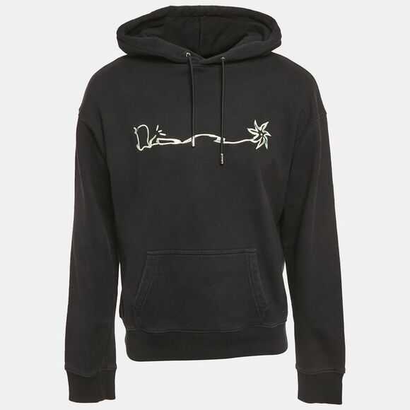 Dior Homme Black Embroidered Cotton Hoodie S